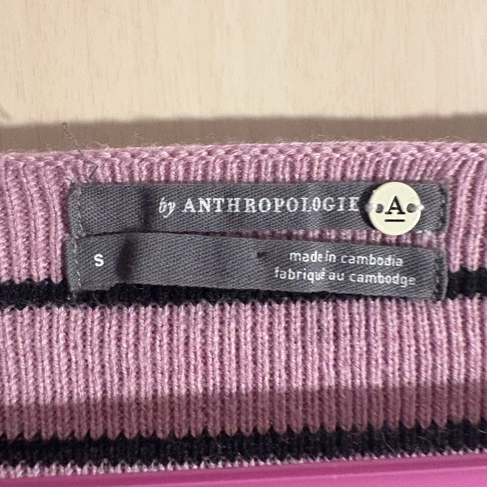 Anthropologie Black, White and purple striped sweater - Picture 3 of 5